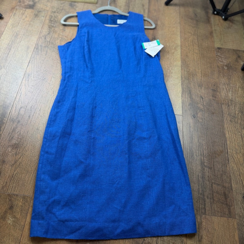 Saks Fifth Avenue Folio Collection Royal Blue Linen Dress Size 12 NWT